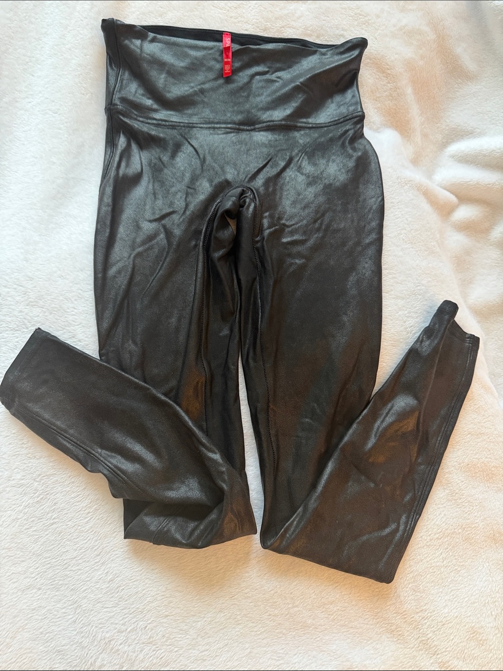 SPANX Black Shiny High-Rise Leggings